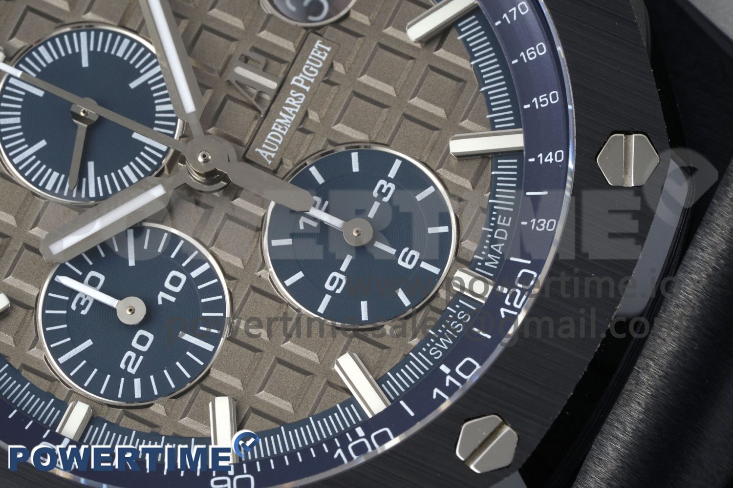Royal Oak Offshore 44mm Black Ceramic Case APF 1:1 Best Edition Gray/Blue Dial on Black Rubber Strap A3126 - Image 5