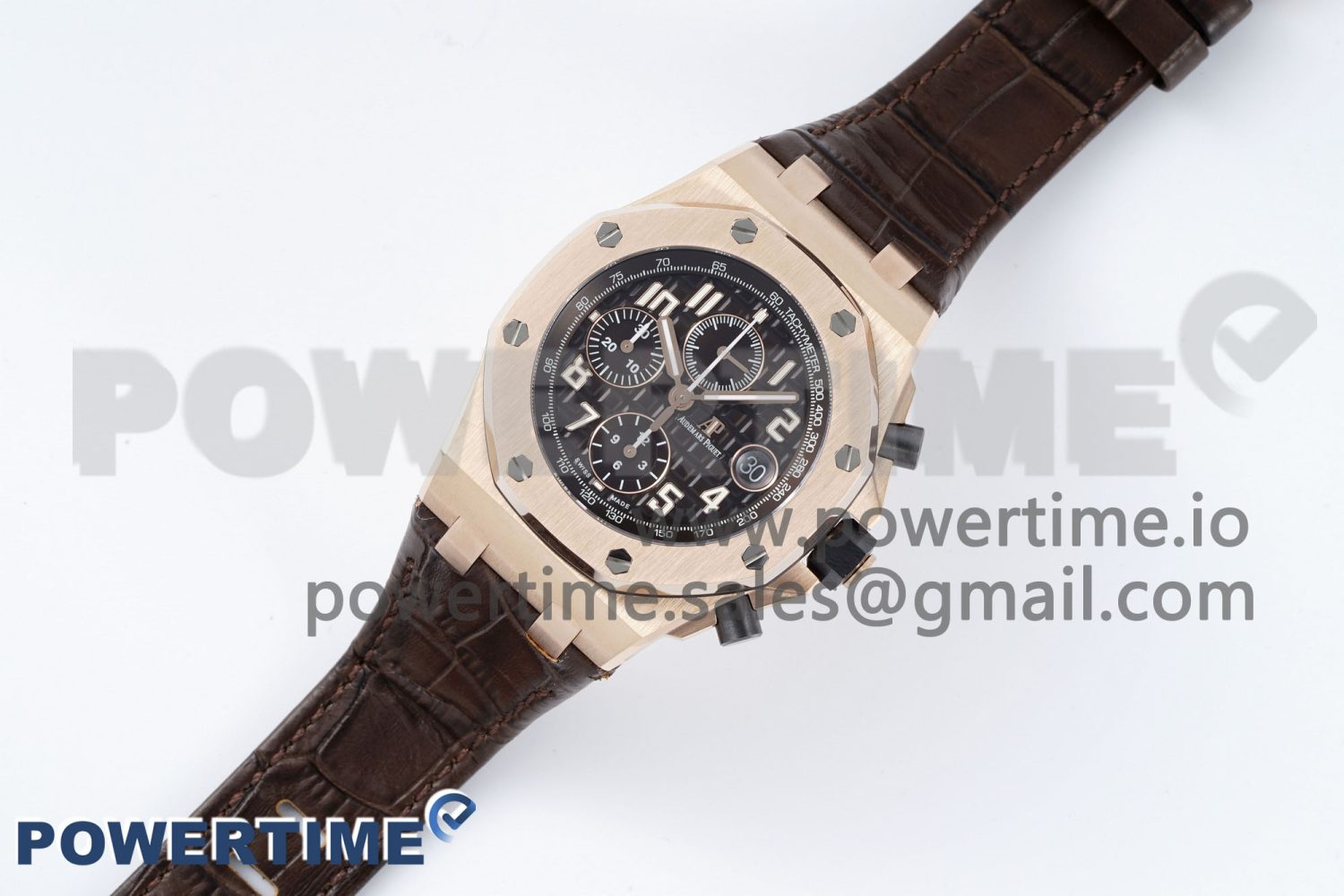 Royal Oak Offshore 42mm RG APF 1:1 Best Edition Black Dial on Brown Leather Strap A3126 - Image 2