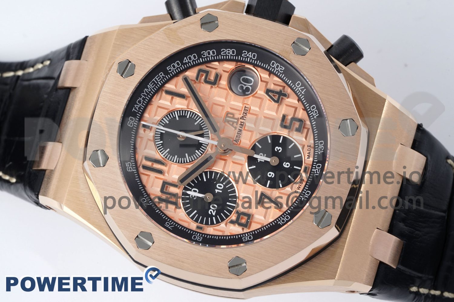 Royal Oak Offshore 42mm RG APF 1:1 Best Edition RG Dial on Black Leather Strap A3126 - Image 3