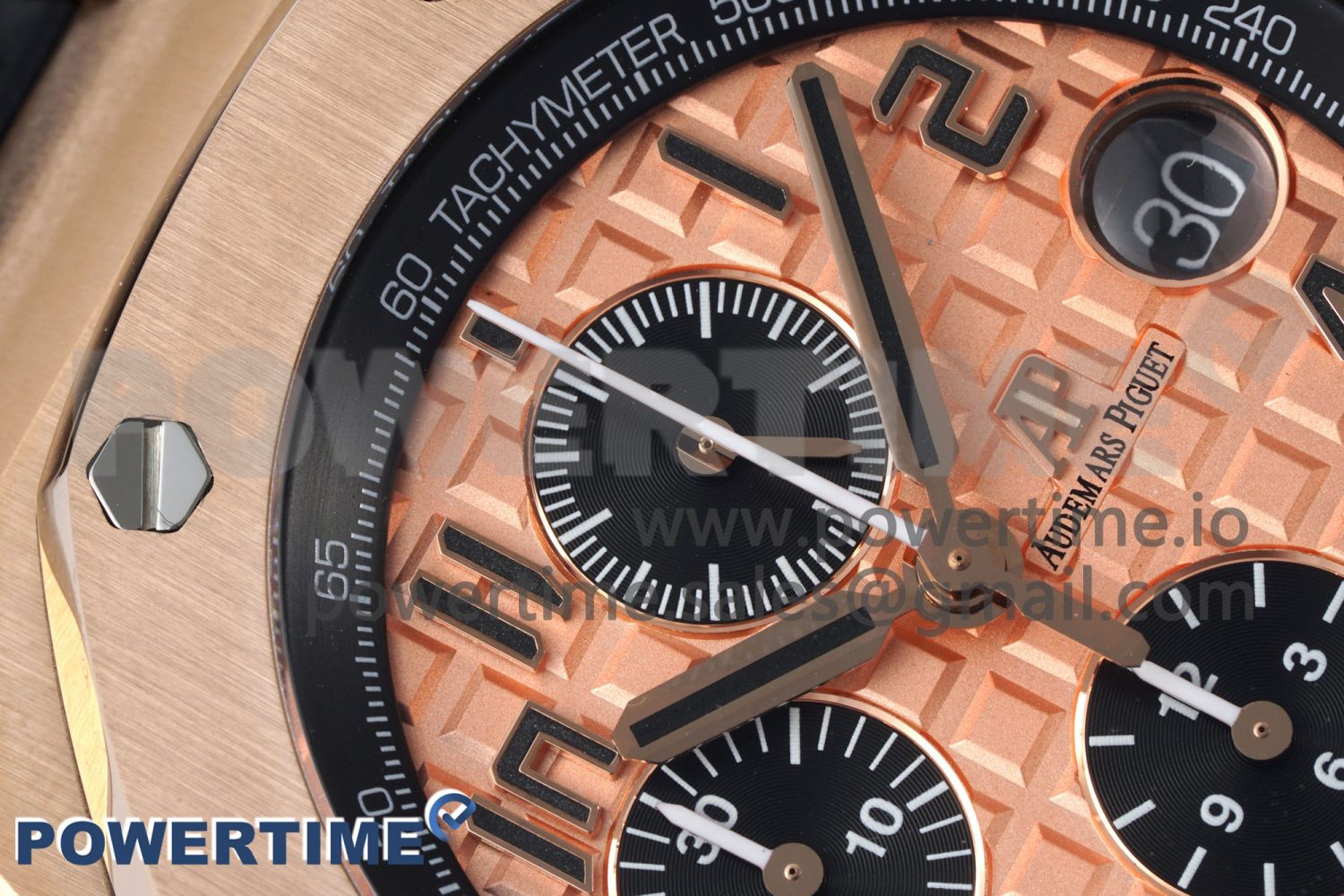 Royal Oak Offshore 42mm RG APF 1:1 Best Edition RG Dial on Black Leather Strap A3126 - Image 4