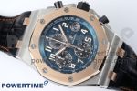 Royal Oak Offshore 42mm SS APF 1:1 Best Edition RG Bezel Blue Dial on Black Leather Strap A3126 - Image 3