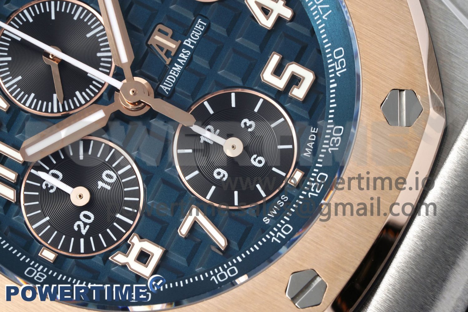 Royal Oak Offshore 42mm SS APF 1:1 Best Edition RG Bezel Blue Dial on Black Leather Strap A3126 - Image 5