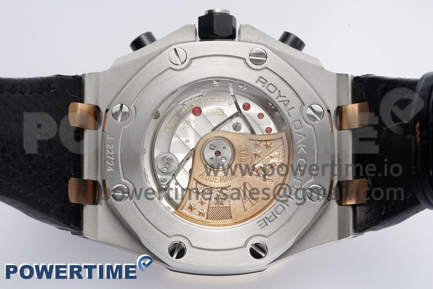 Royal Oak Offshore 42mm SS APF 1:1 Best Edition RG Bezel Blue Dial on Black Leather Strap A3126 - Image 9