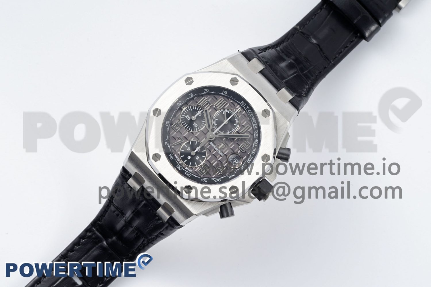 Royal Oak Offshore 42mm SS APF 1:1 Best Edition Gray Dial on Black Leather Strap A3126 - Image 2
