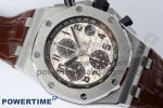 Royal Oak Offshore 42mm SS APF 1:1 Best Edition Cream Dial on Brown Leather Strap A3126 - Image 3