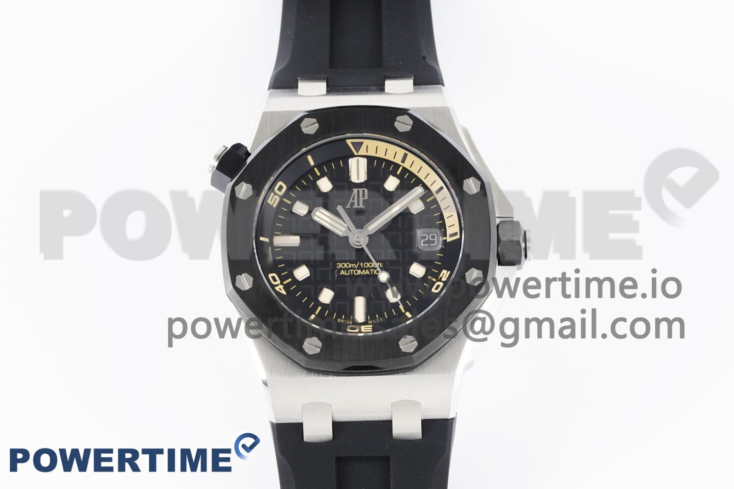 Royal Oak Offshore Diver 15720 Black Ceramic Bezel SS APF 1:1 Best Edition Black Dial on Black Rubber Strap A4308 - Image 1