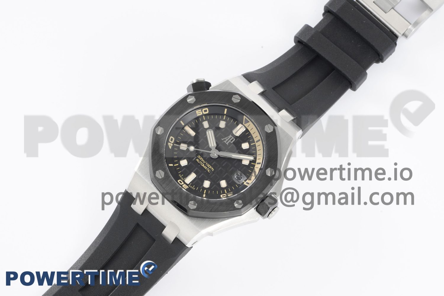 Royal Oak Offshore Diver 15720 Black Ceramic Bezel SS APF 1:1 Best Edition Black Dial on Black Rubber Strap A4308 - Image 2