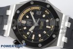 Royal Oak Offshore Diver 15720 Black Ceramic Bezel SS APF 1:1 Best Edition Black Dial on Black Rubber Strap A4308 - Image 3