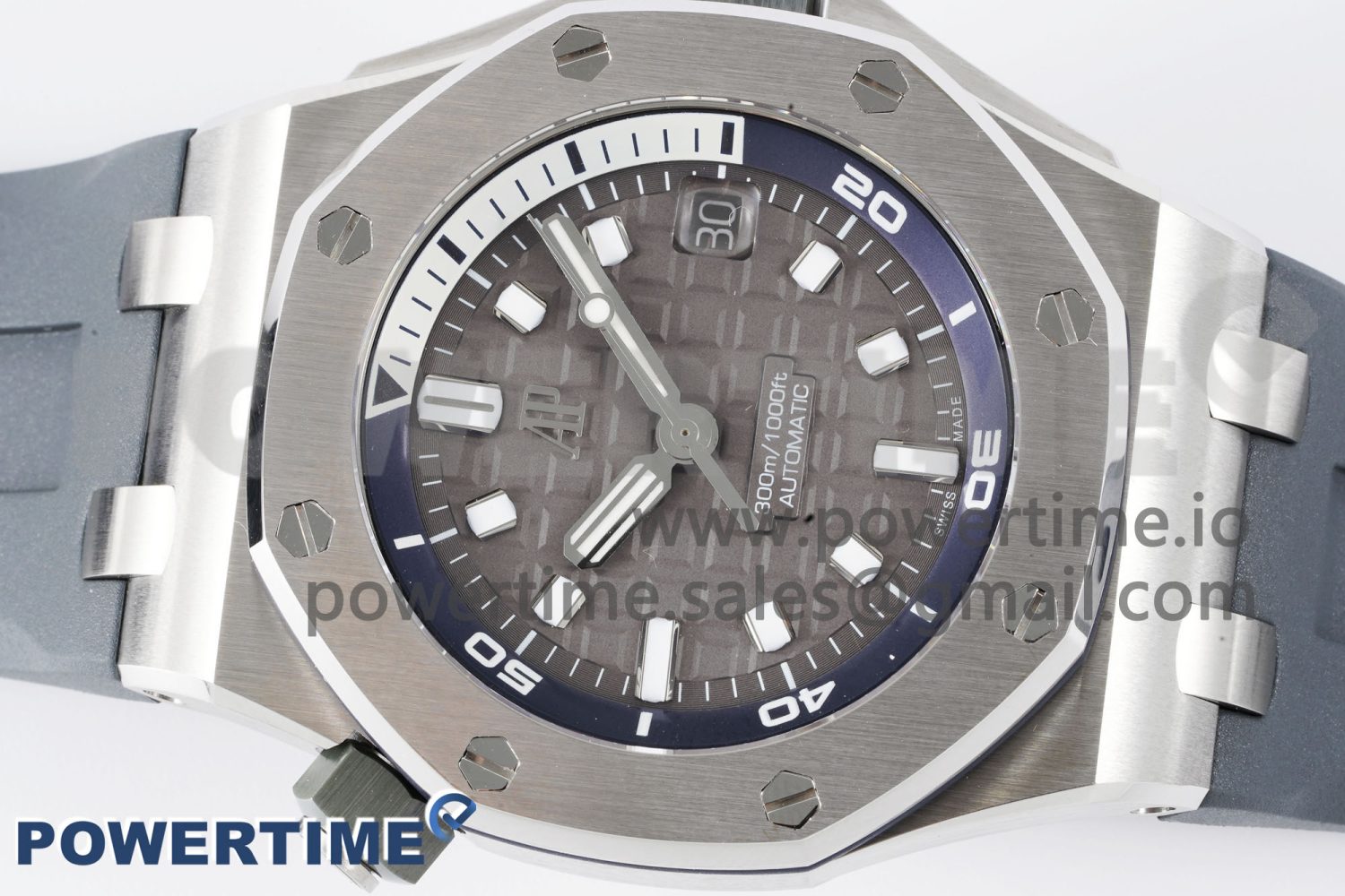Royal Oak Offshore Diver 15720 SS APF 1:1 Best Edition Gray Dial on Gray Rubber Strap A4308 - Image 3