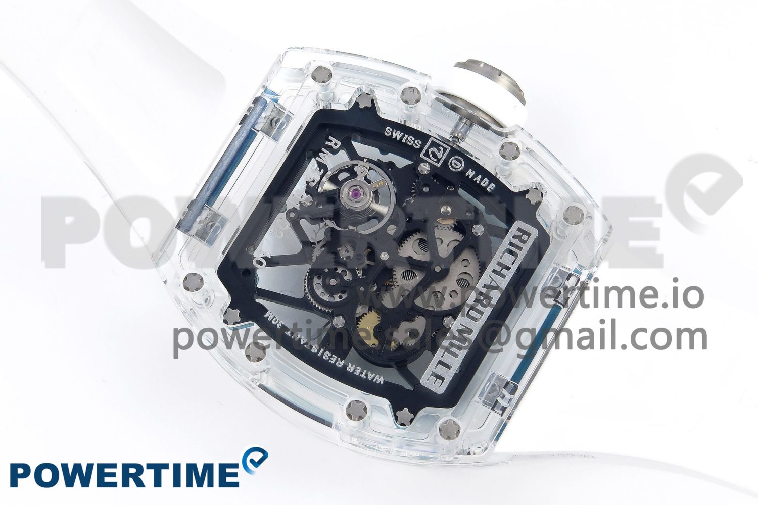 RM035 Transparent SONIC Best Edition Skeleton Blue Dial on White Nylon Strap Clone RMUL2 - Image 8