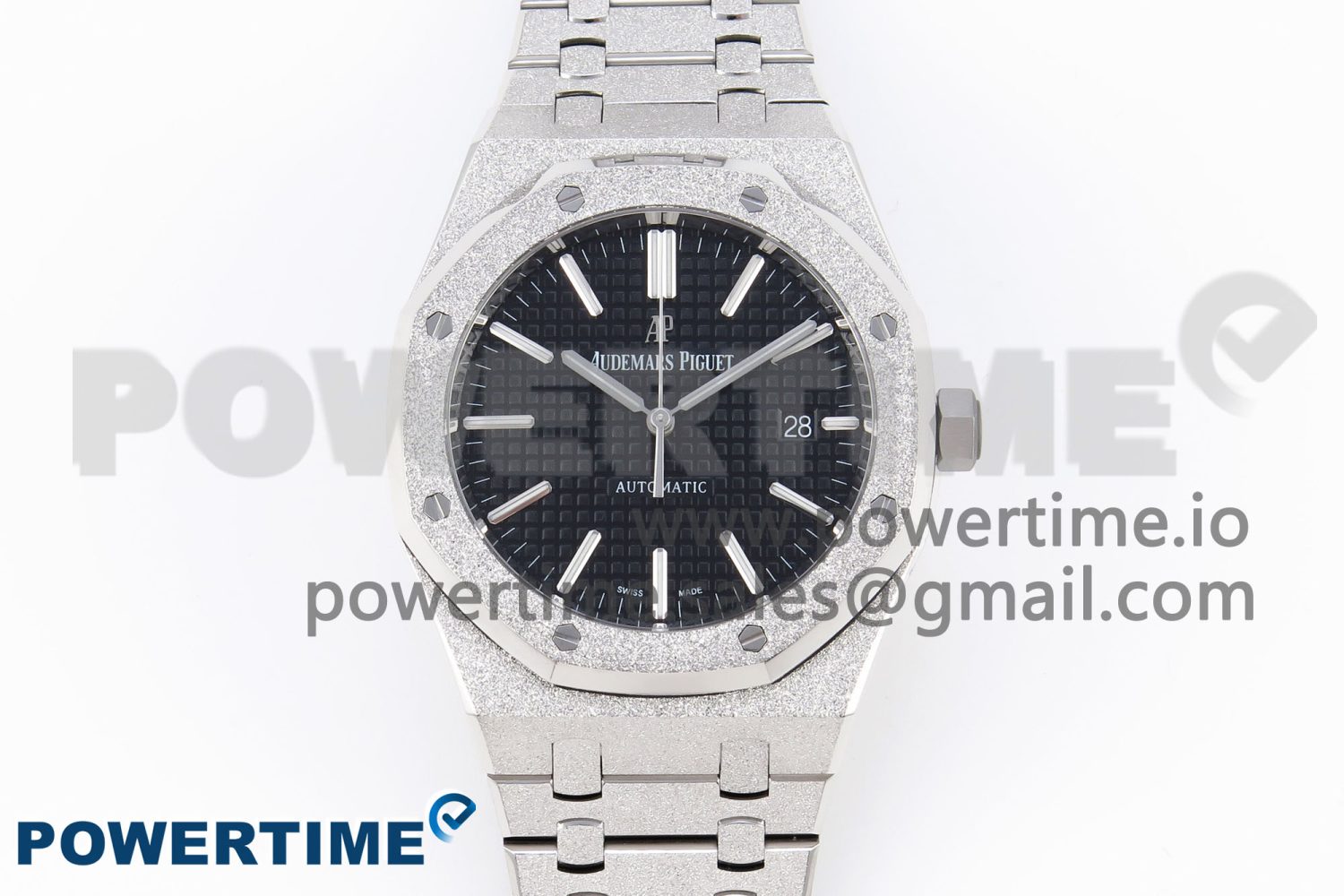 Royal Oak 41mm Frosted SS APSF 1:1 Best Edition Black Textured Dial on SS Bracelet SA3120 Super Clone - Image 1