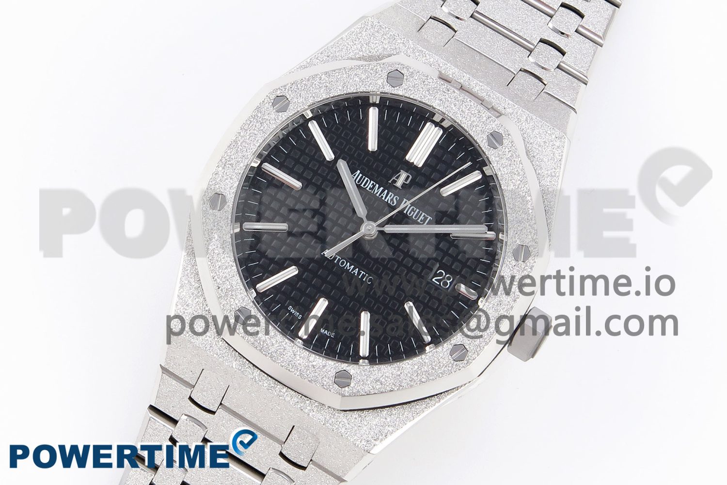 Royal Oak 41mm Frosted SS APSF 1:1 Best Edition Black Textured Dial on SS Bracelet SA3120 Super Clone - Image 2