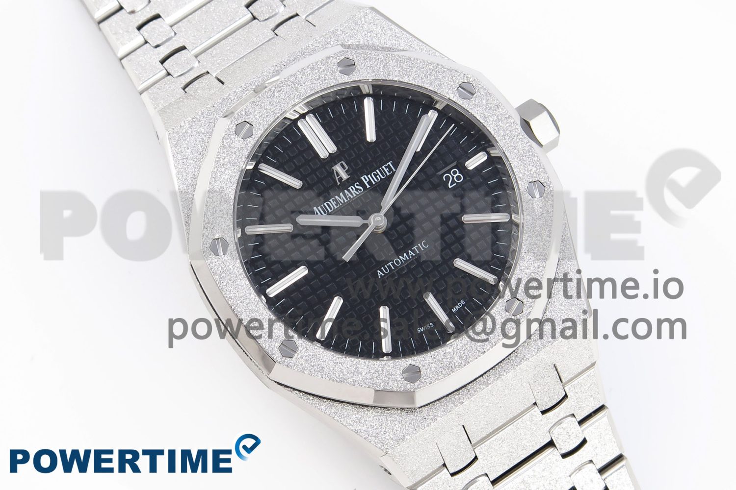 Royal Oak 41mm Frosted SS APSF 1:1 Best Edition Black Textured Dial on SS Bracelet SA3120 Super Clone - Image 3
