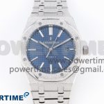 Royal Oak 41mm Frosted SS APSF 1:1 Best Edition Blue Textured Dial on SS Bracelet SA3120 Super Clone