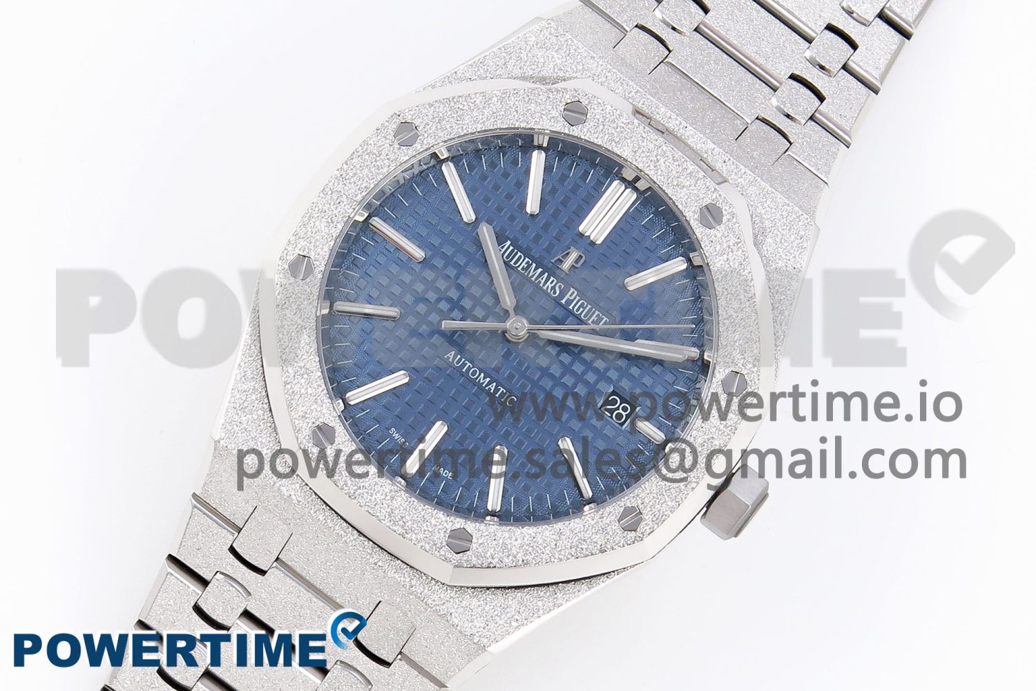 Royal Oak 41mm Frosted SS APSF 1:1 Best Edition Blue Textured Dial on SS Bracelet SA3120 Super Clone - Image 2