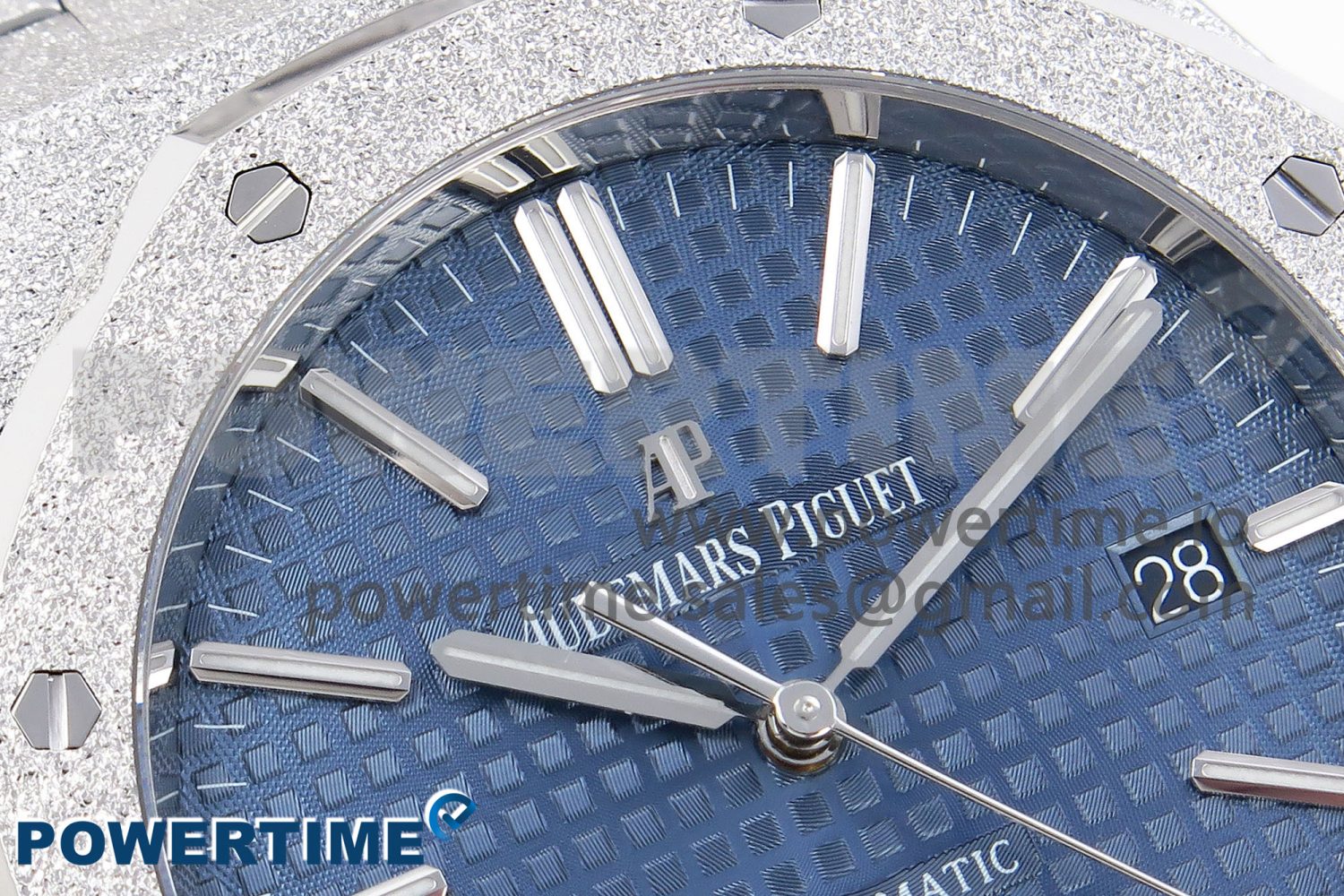 Royal Oak 41mm Frosted SS APSF 1:1 Best Edition Blue Textured Dial on SS Bracelet SA3120 Super Clone - Image 4