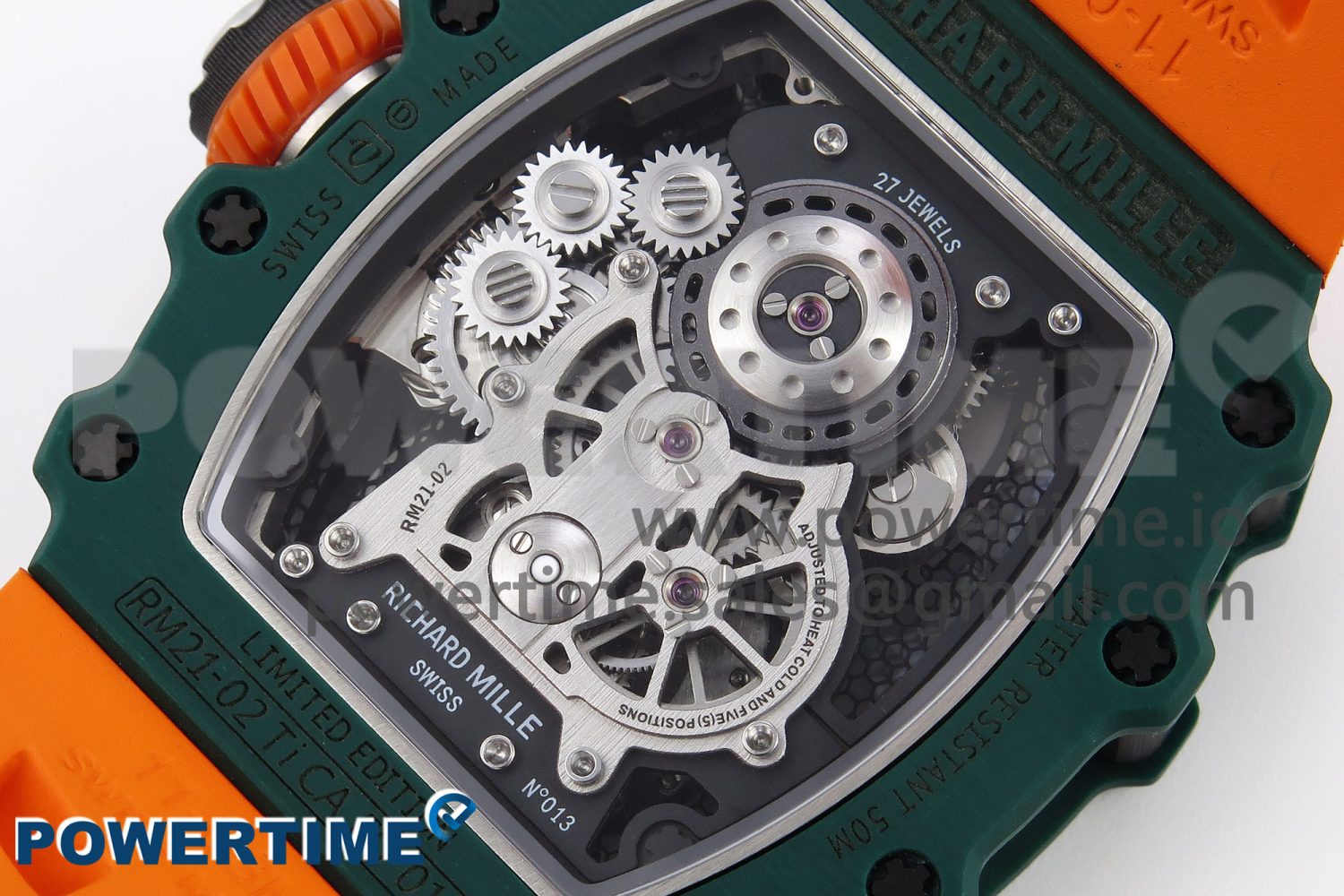 RM21-02 Tourbillon NTPT RMF Best Edition Skeleton Dial on Orange Rubber Strap - Image 9