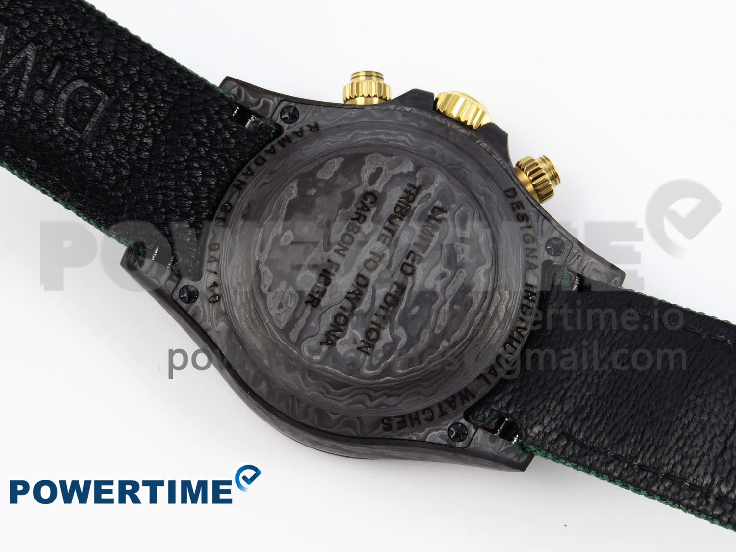 Daytona DIW Carbon Case and Bezel DIWF Edition Green/YG Dial on Green Nylon Strap A7750 - Image 9