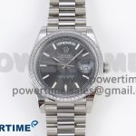 DayDate 40 SS GSF Gain Weight Gray Stick Dial Diamonds Bezel on President Bracelet A3255