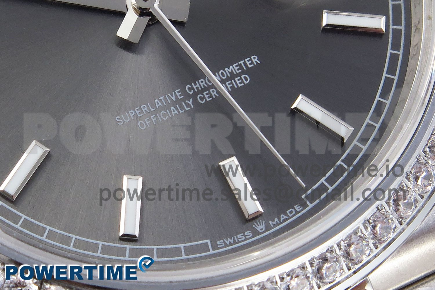 DayDate 40 SS GSF Gain Weight Gray Stick Dial Diamonds Bezel on President Bracelet A3255 - Image 5