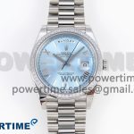 DayDate 40 SS GSF Gain Weight Ice Blue Roman Dial Diamonds Bezel on President Bracelet A3255