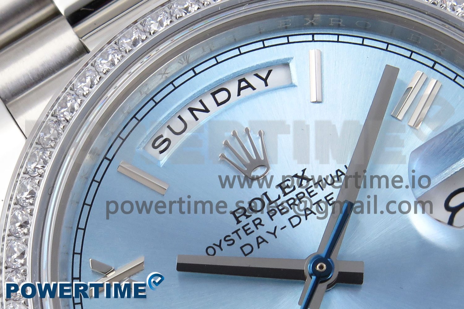 DayDate 40 SS GSF Gain Weight Ice Blue Roman Dial Diamonds Bezel on President Bracelet A3255 - Image 5