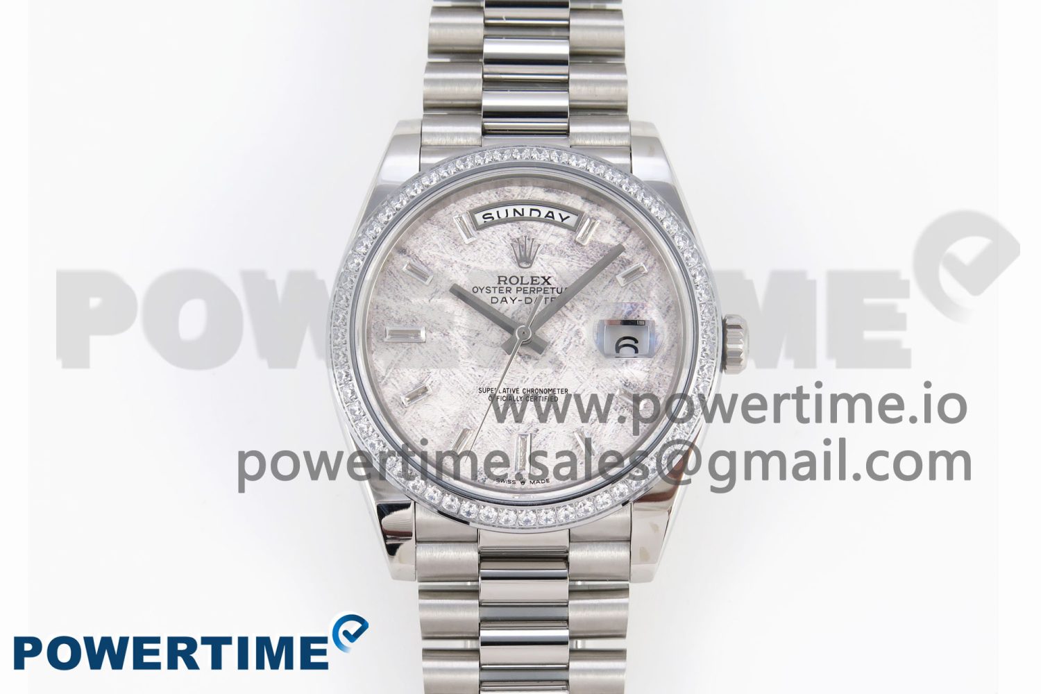 DayDate 40 SS GSF Gain Weight Meteorite Crystal Dial Diamonds Bezel on President Bracelet A3255 - Image 1