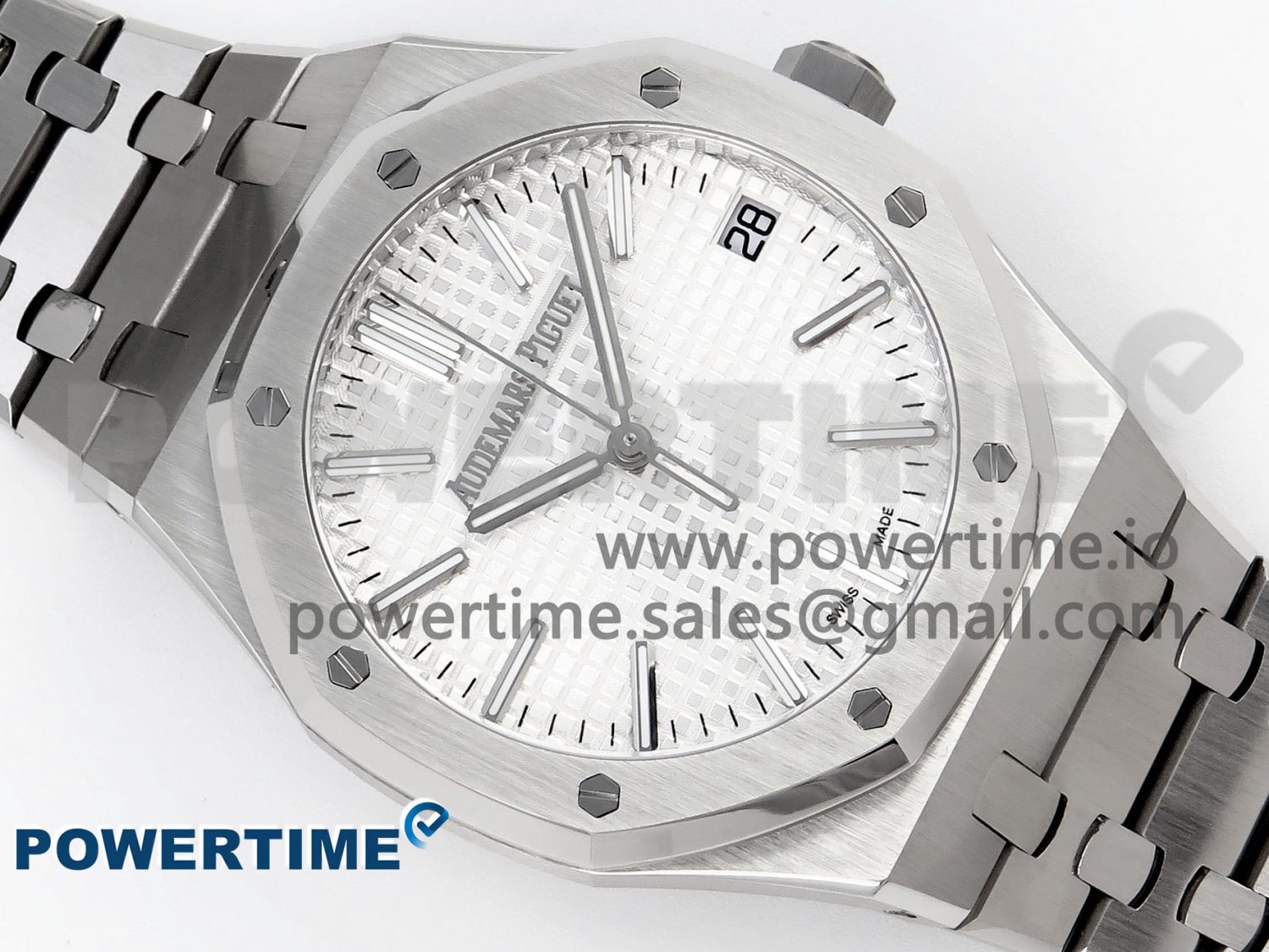 Royal Oak 41mm 15510 "50th Anniversary" SS APSF 1:1 Best Edition White Dial on SS Bracelet SA4302 Super Clone - Image 3