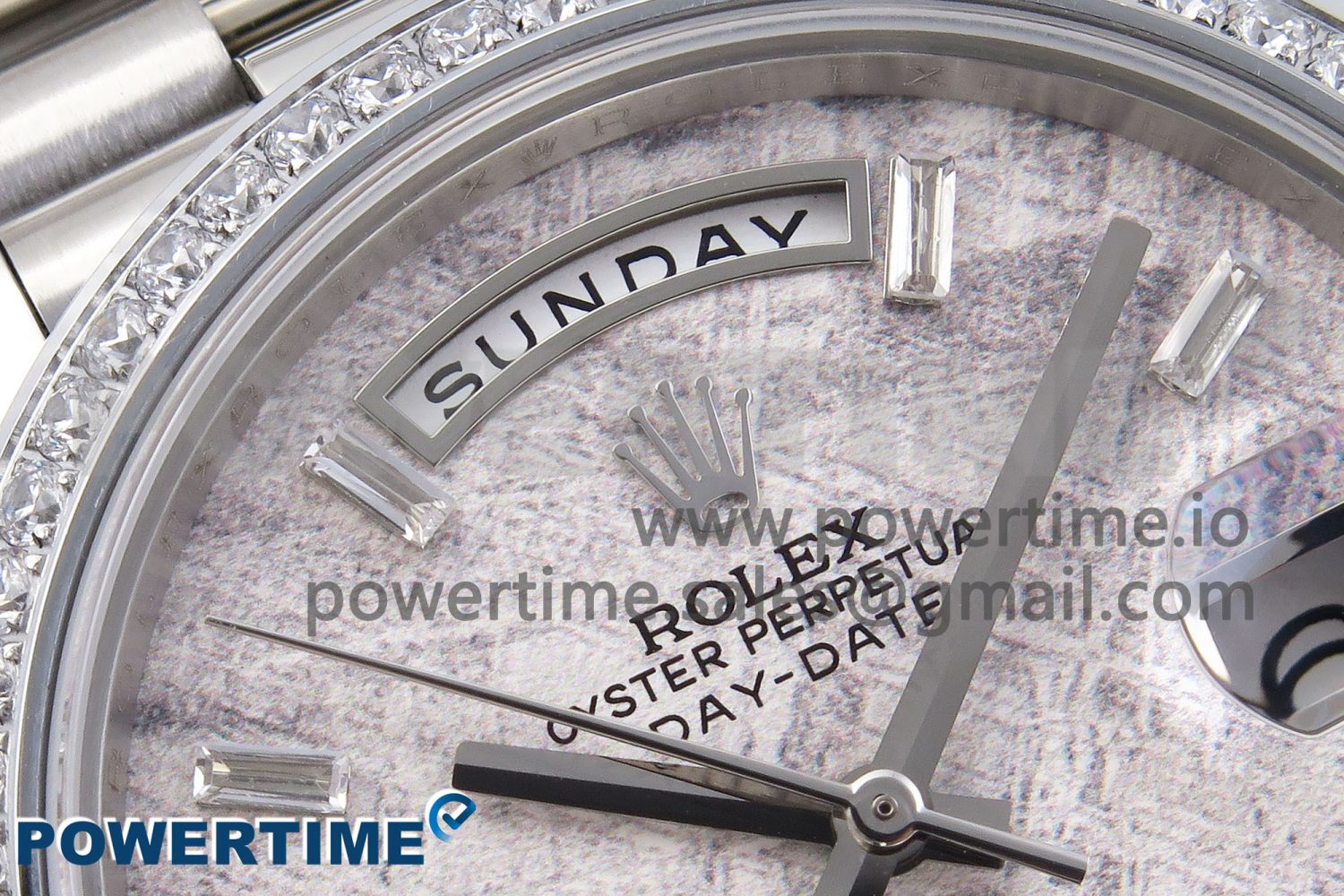 DayDate 40 SS GSF Gain Weight Meteorite Crystal Dial Diamonds Bezel on President Bracelet A3255 - Image 4