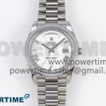 DayDate 40 SS GSF Gain Weight White Roman Dial Diamonds Bezel on President Bracelet A3255
