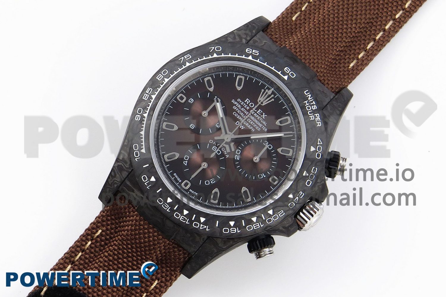 Daytona DIW Carbon/SS Case and Bezel DIWF Edition Brown Dial on Brown Nylon Strap A7750 - Image 2