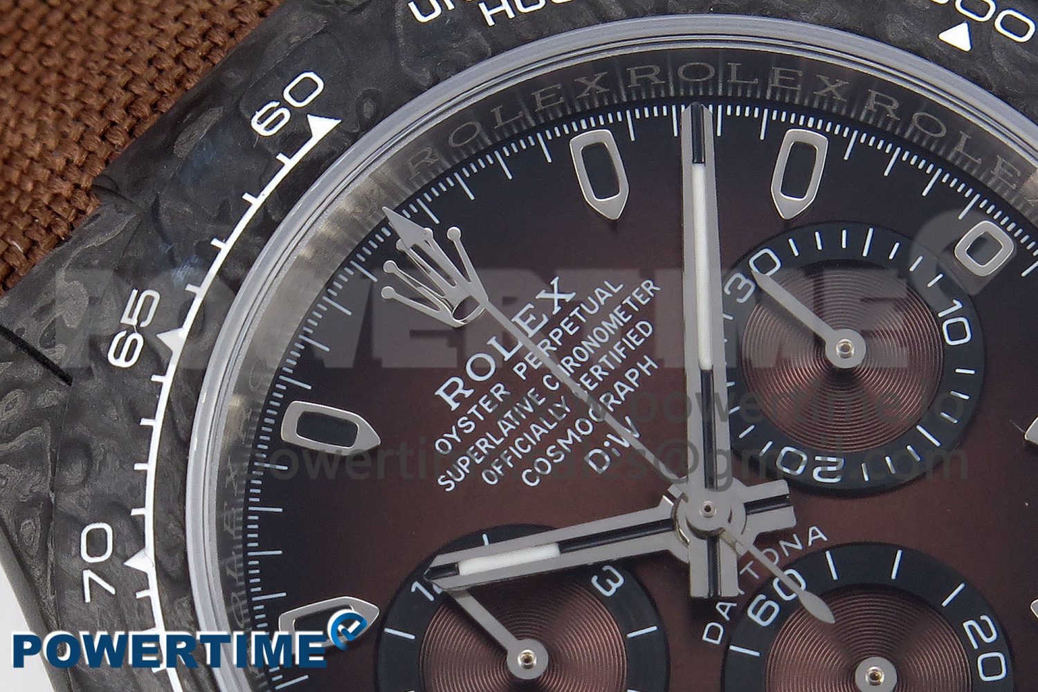 Daytona DIW Carbon/SS Case and Bezel DIWF Edition Brown Dial on Brown Nylon Strap A7750 - Image 4