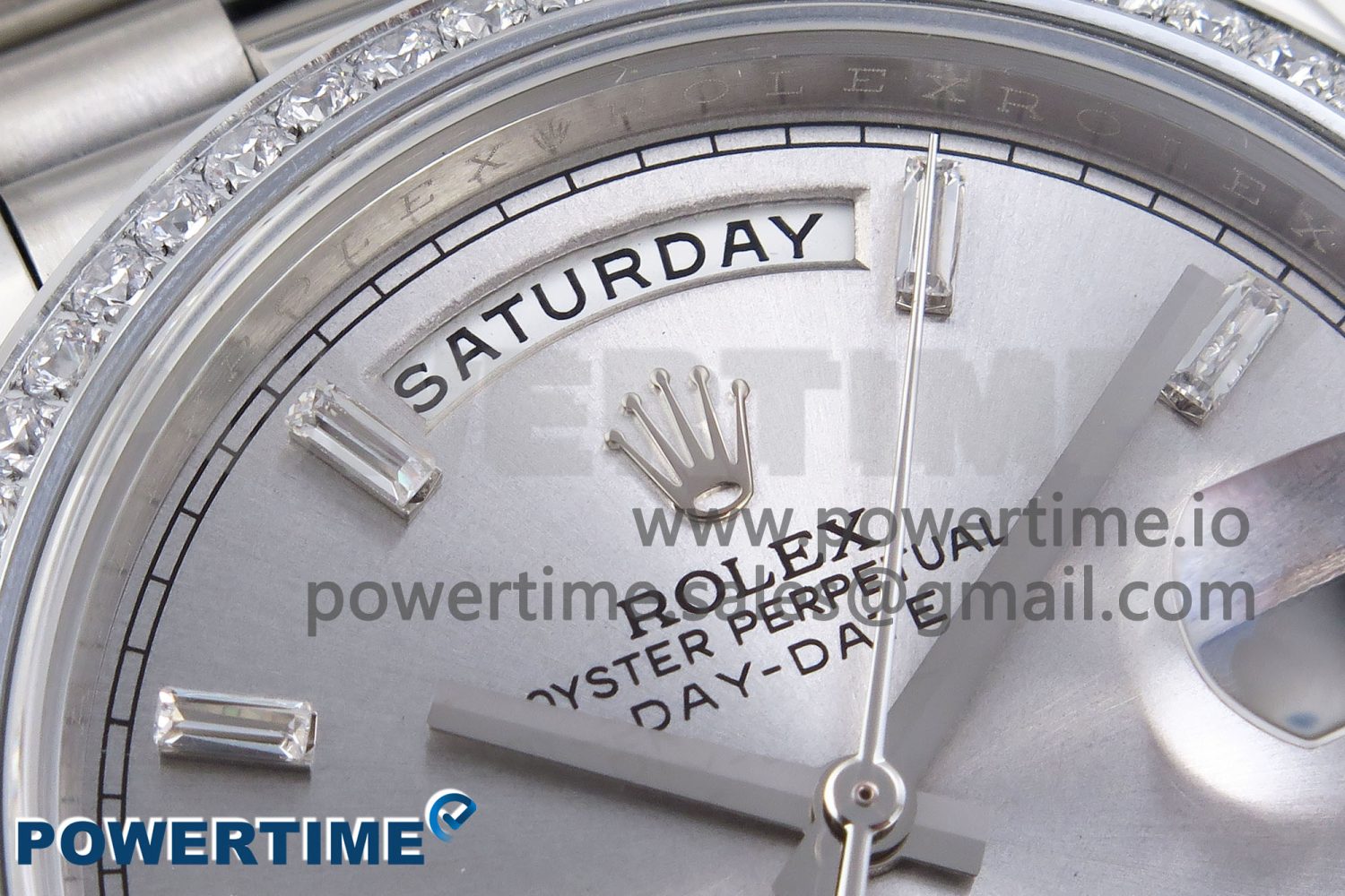 DayDate 40 SS GSF Gain Weight Silver Crystal Dial Diamonds Bezel on President Bracelet A3255 - Image 4