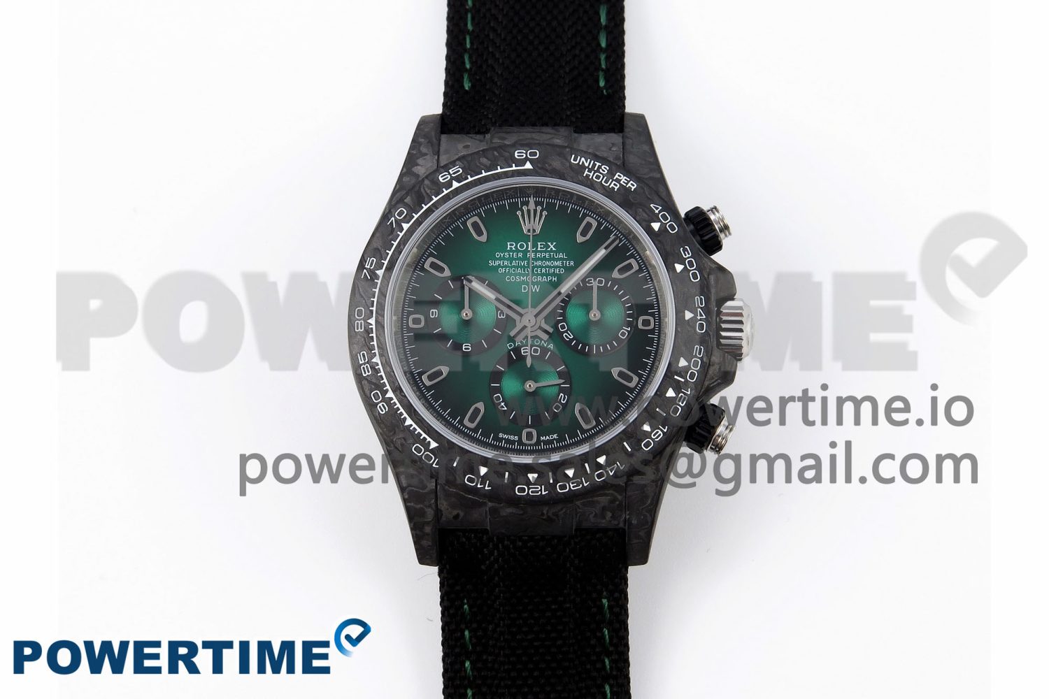 Daytona DIW Carbon/SS Case and Bezel DIWF Edition Green Dial on Black Nylon Strap A7750 - Image 1