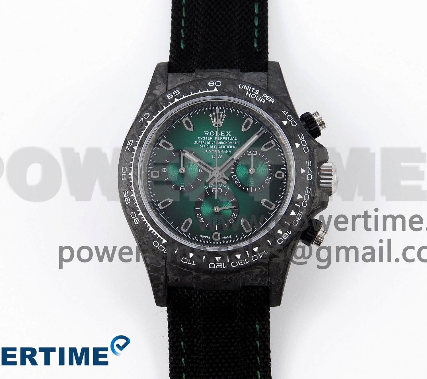 Daytona DIW Carbon/SS Case and Bezel DIWF Edition Green Dial on Black Nylon Strap A7750