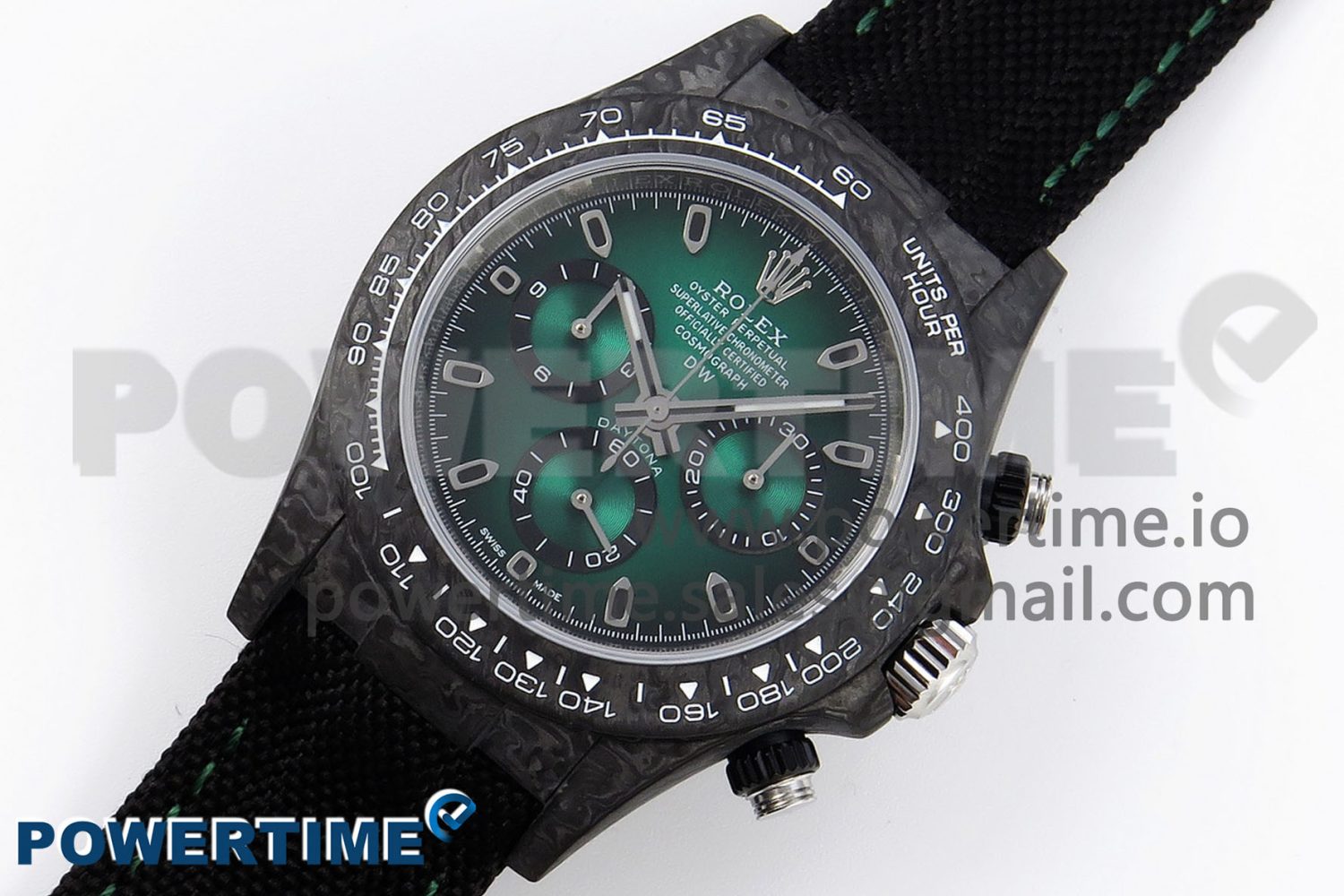 Daytona DIW Carbon/SS Case and Bezel DIWF Edition Green Dial on Black Nylon Strap A7750 - Image 2