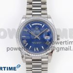 DayDate 40 SS GSF Gain Weight Blue Roman Dial Diamonds Bezel on President Bracelet A3255