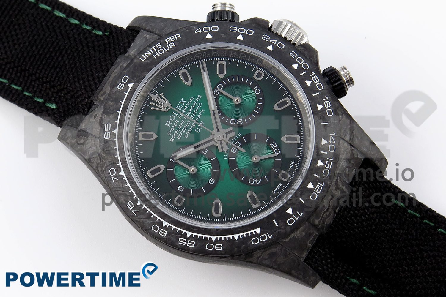 Daytona DIW Carbon/SS Case and Bezel DIWF Edition Green Dial on Black Nylon Strap A7750 - Image 3