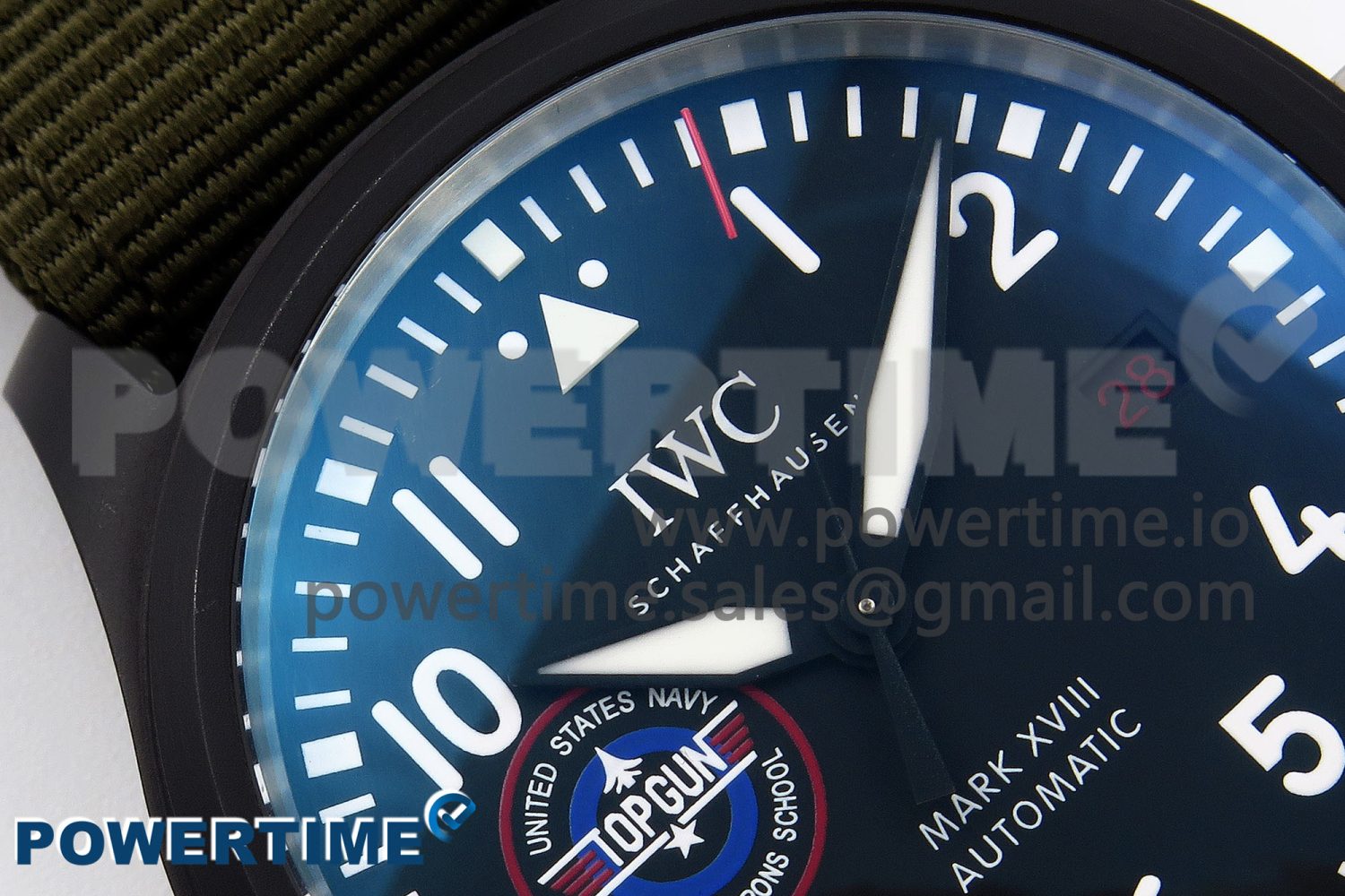 Mark XVIII Top Gun "SFTI" Black Ceramic IW324712 ZF 1:1 Best Edition on Green Nylon Strap A32111 - Image 4
