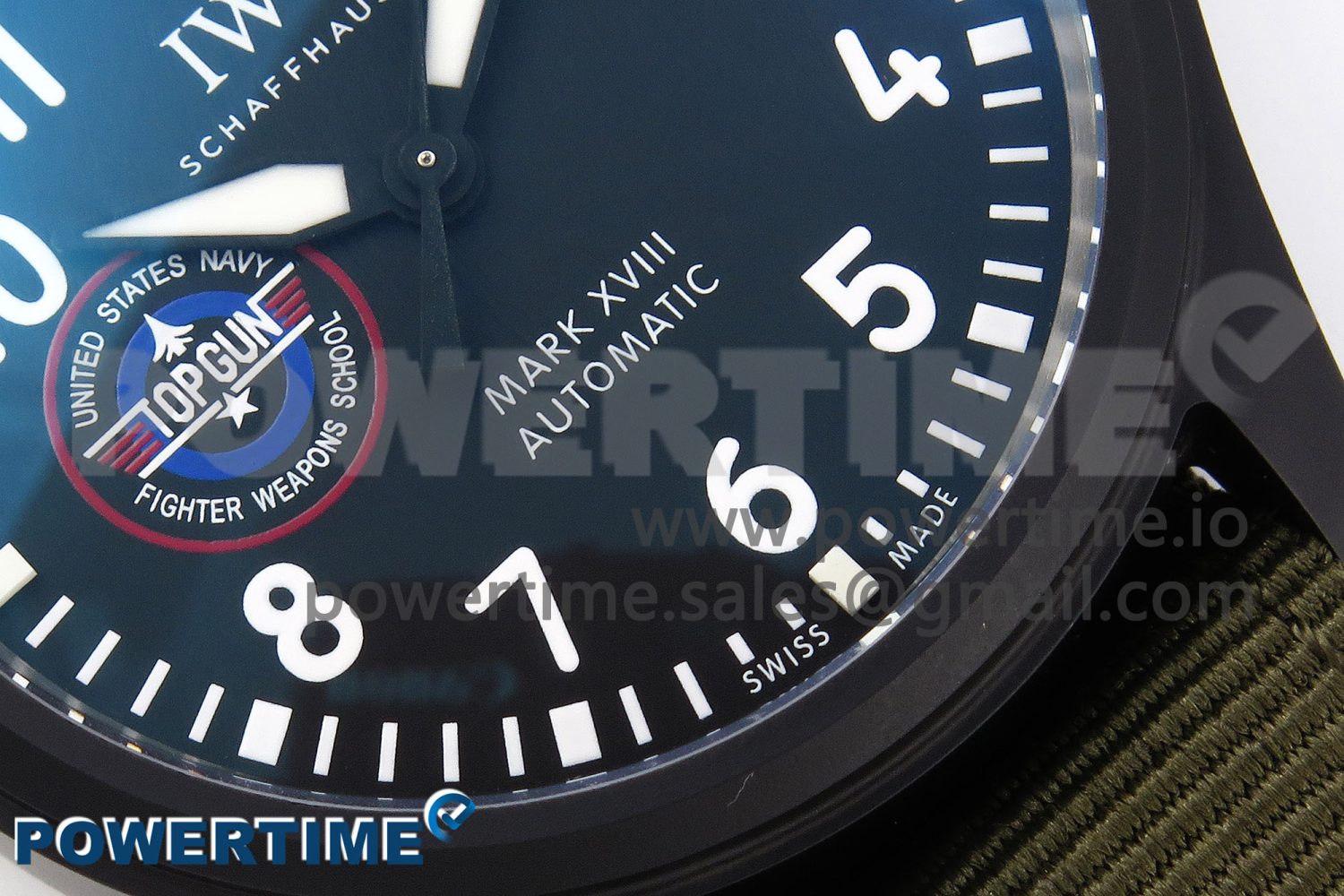 Mark XVIII Top Gun "SFTI" Black Ceramic IW324712 ZF 1:1 Best Edition on Green Nylon Strap A32111 - Image 5