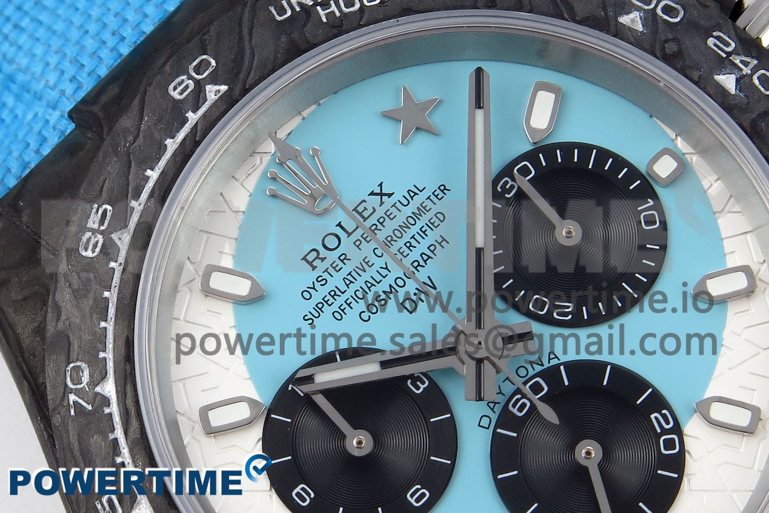 Daytona DIW Carbon Case and Bezel DIWF Edition White/Blue Dial on Blue Nylon Strap A7750 - Image 4