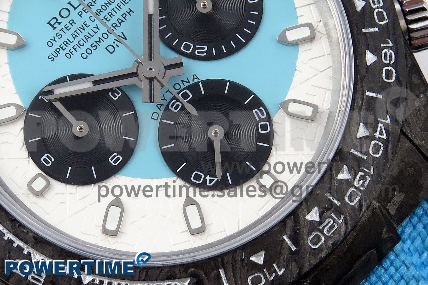 Daytona DIW Carbon Case and Bezel DIWF Edition White/Blue Dial on Blue Nylon Strap A7750 - Image 5