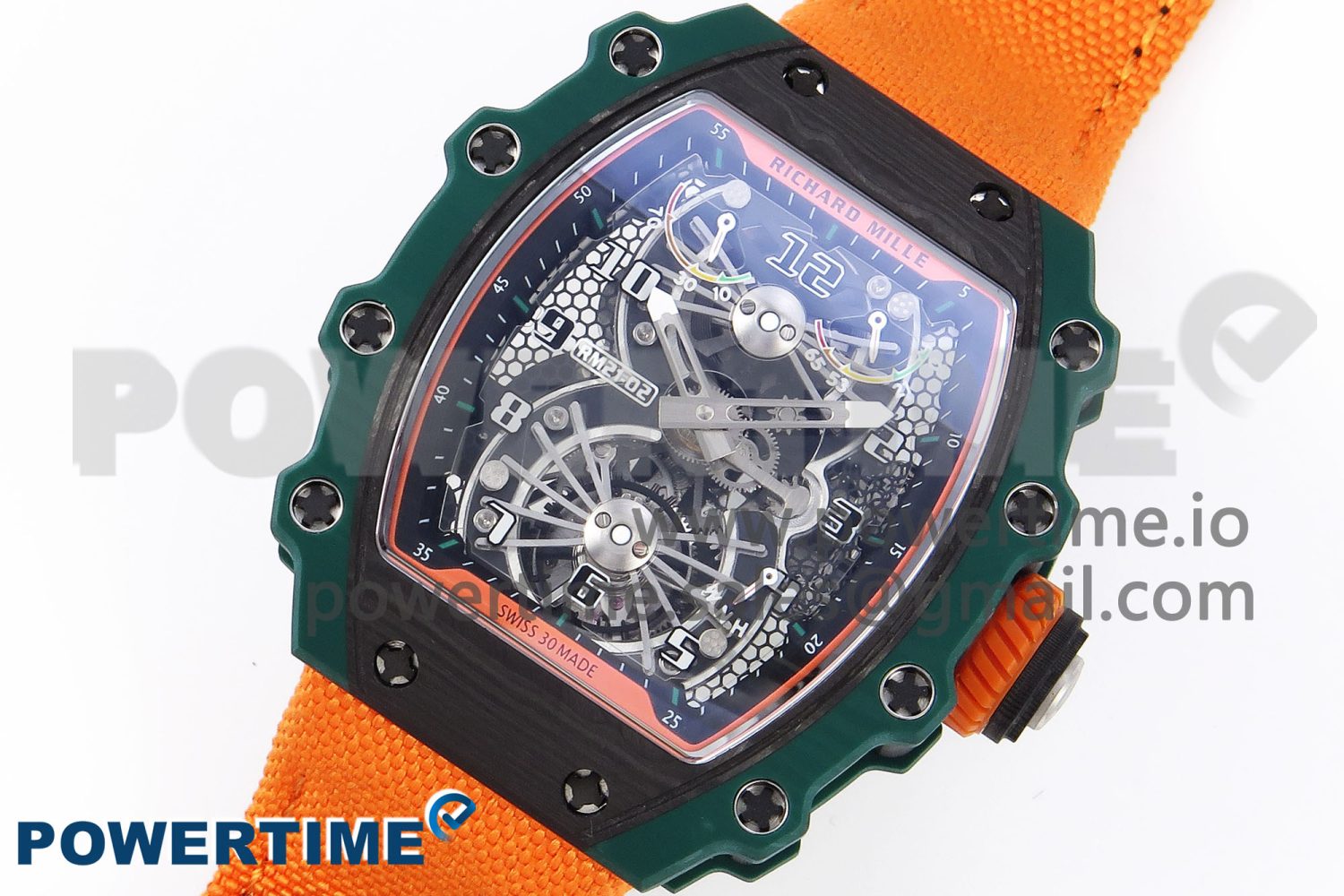 RM21-02 Tourbillon NTPT RMF Best Edition Skeleton Dial on Orange Nylon Strap - Image 2