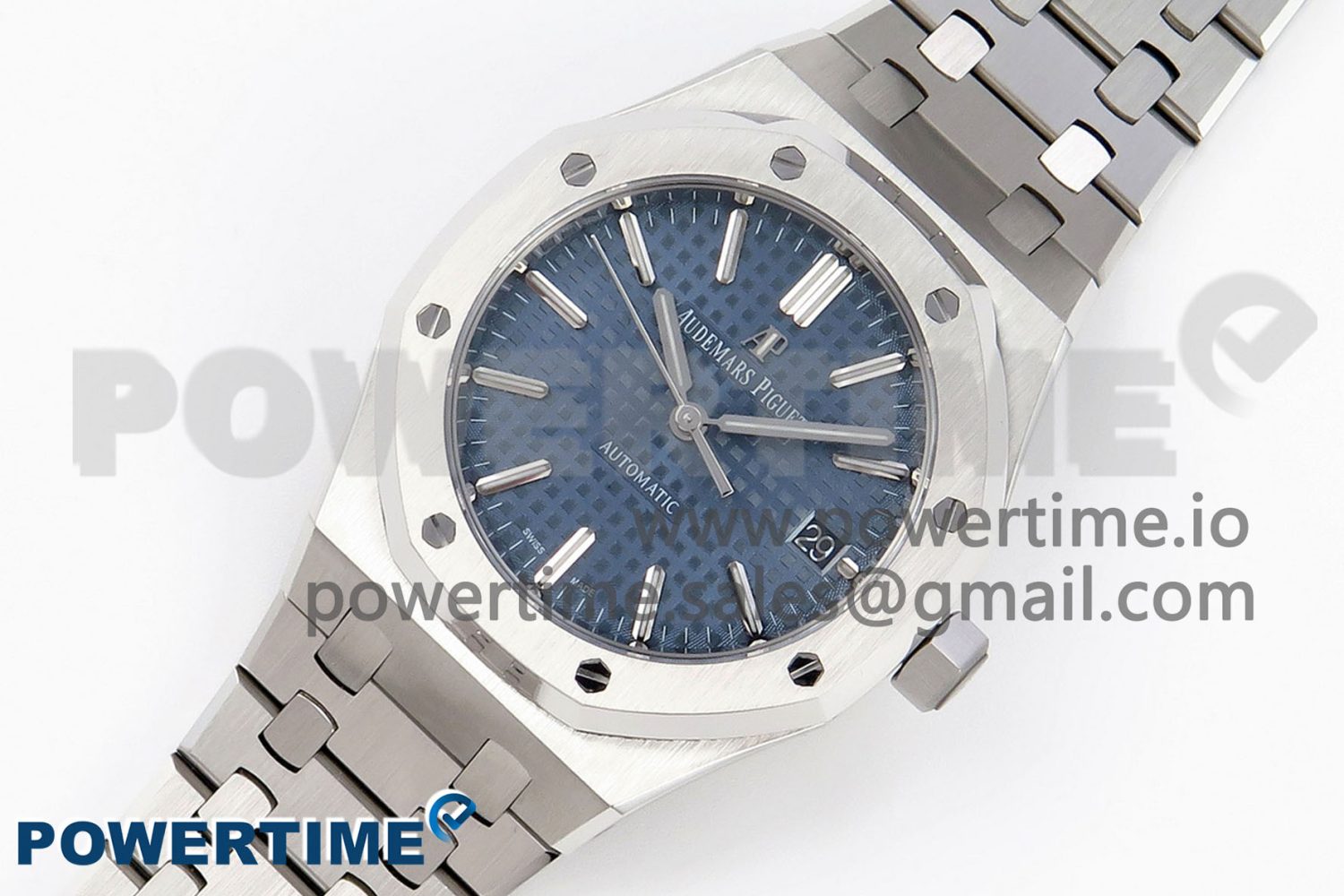 Royal Oak 37mm 15450 SS APSF 1:1 Best Edition Blue Textured Dial on SS Bracelet SA3120 Super Clone - Image 2