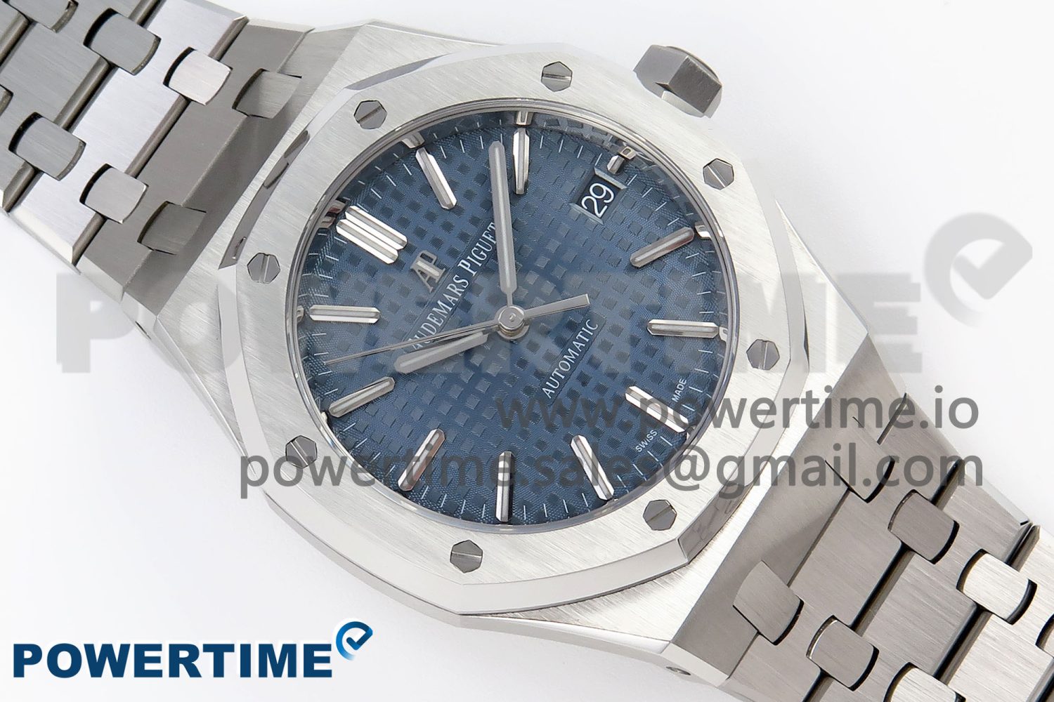 Royal Oak 37mm 15450 SS APSF 1:1 Best Edition Blue Textured Dial on SS Bracelet SA3120 Super Clone - Image 3