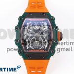 RM21-02 Tourbillon NTPT RMF Best Edition Skeleton Dial on Orange Rubber Strap