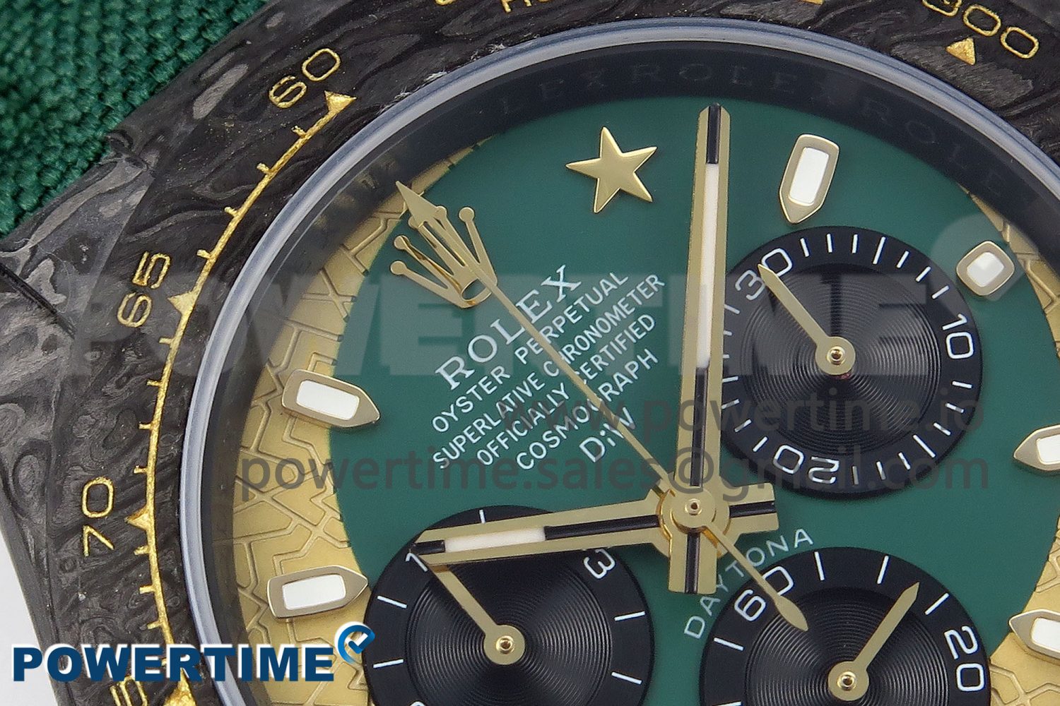 Daytona DIW Carbon Case and Bezel DIWF Edition Green/YG Dial on Green Nylon Strap A7750 - Image 4