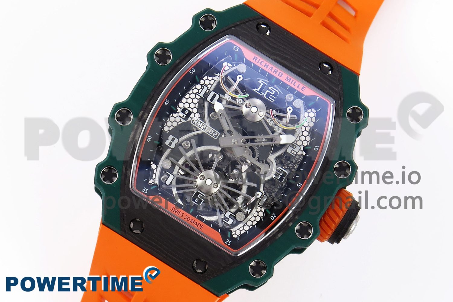 RM21-02 Tourbillon NTPT RMF Best Edition Skeleton Dial on Orange Rubber Strap - Image 2