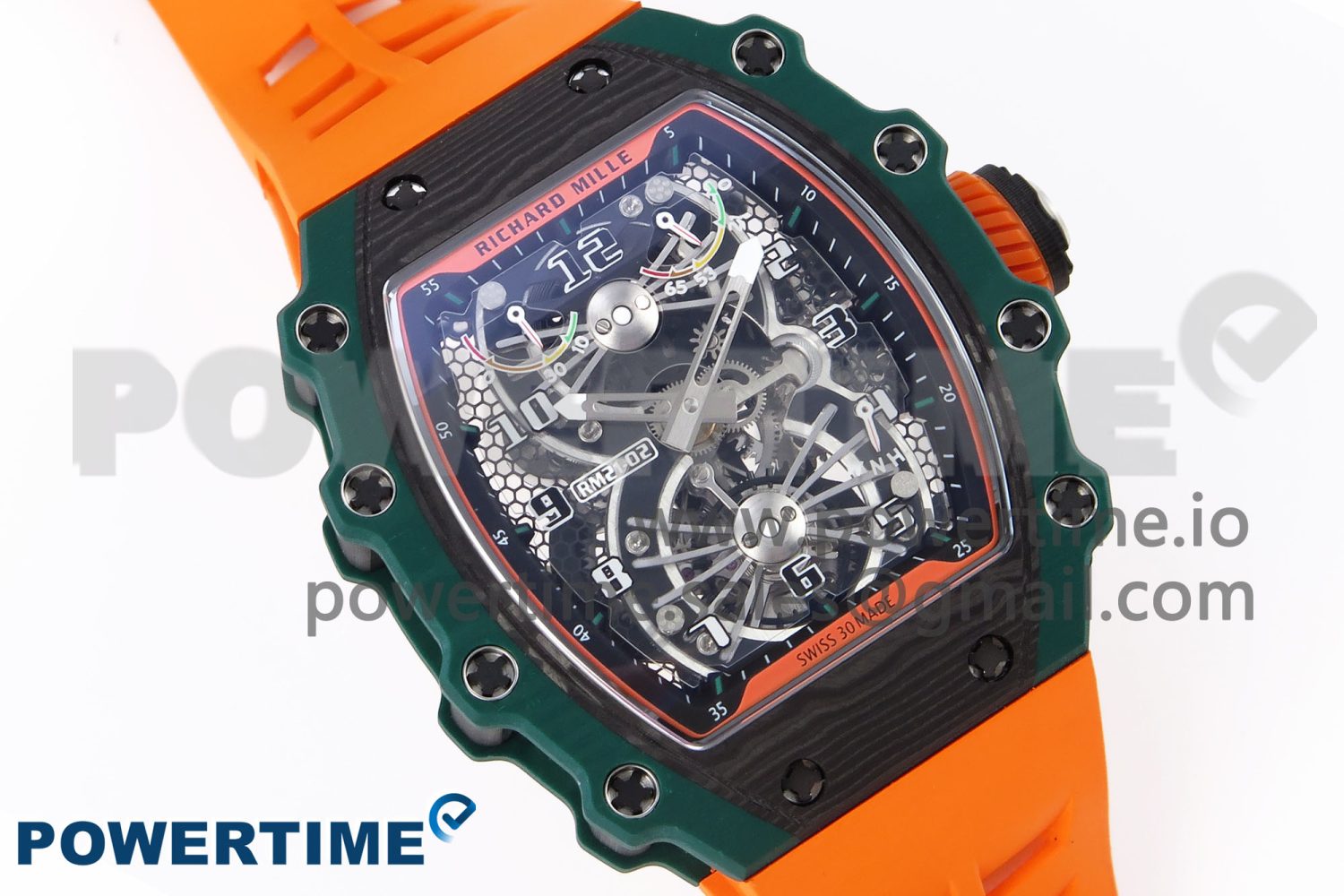 RM21-02 Tourbillon NTPT RMF Best Edition Skeleton Dial on Orange Rubber Strap - Image 3