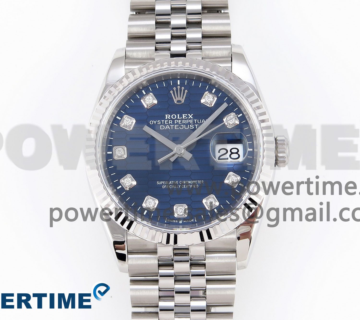 DateJust 36 SS 126234 VSF 1:1 Best Edition 904L Steel Blue Textured Diamonds Dial on Jubilee Bracelet VS3235